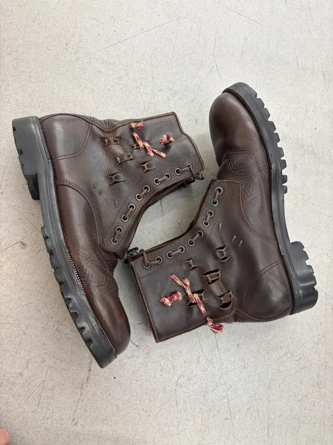 2010s Lanvin Brown Leather Laced Zip Boots ZauwzmW 5