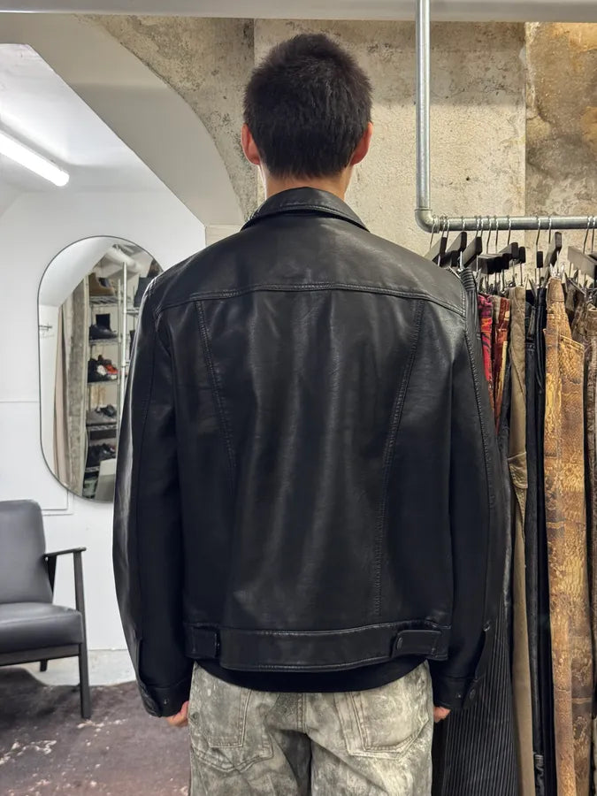 2010s Levi’s Trucker Black Faux Leather Jacket MYxmmvA 2