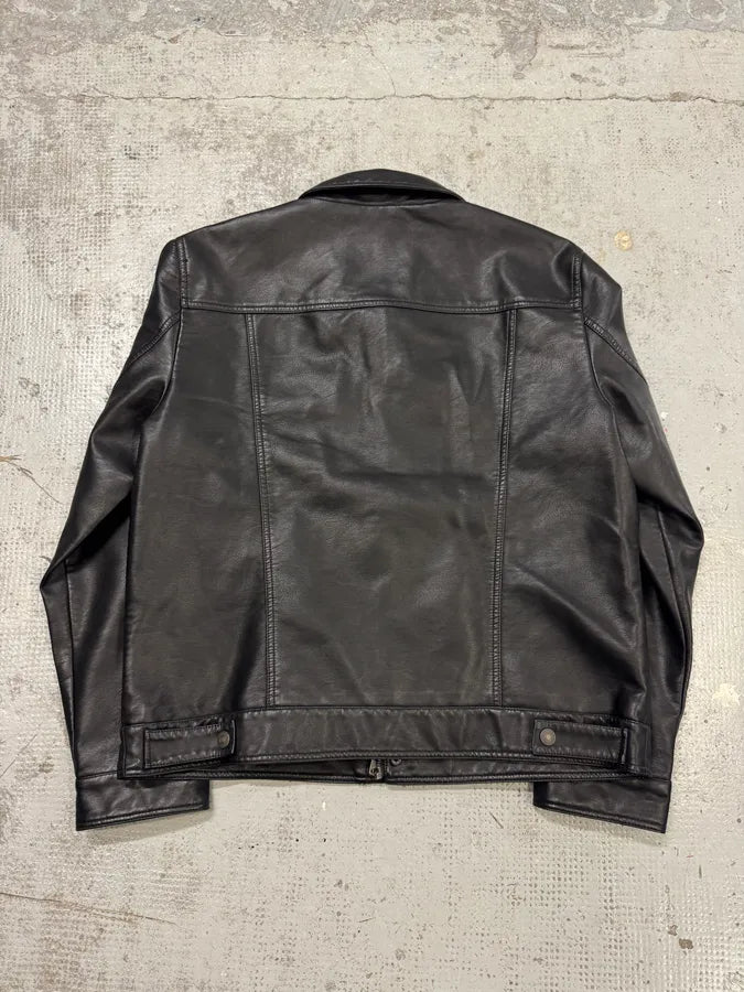2010s Levi’s Trucker Black Faux Leather Jacket MYxmmvA 3
