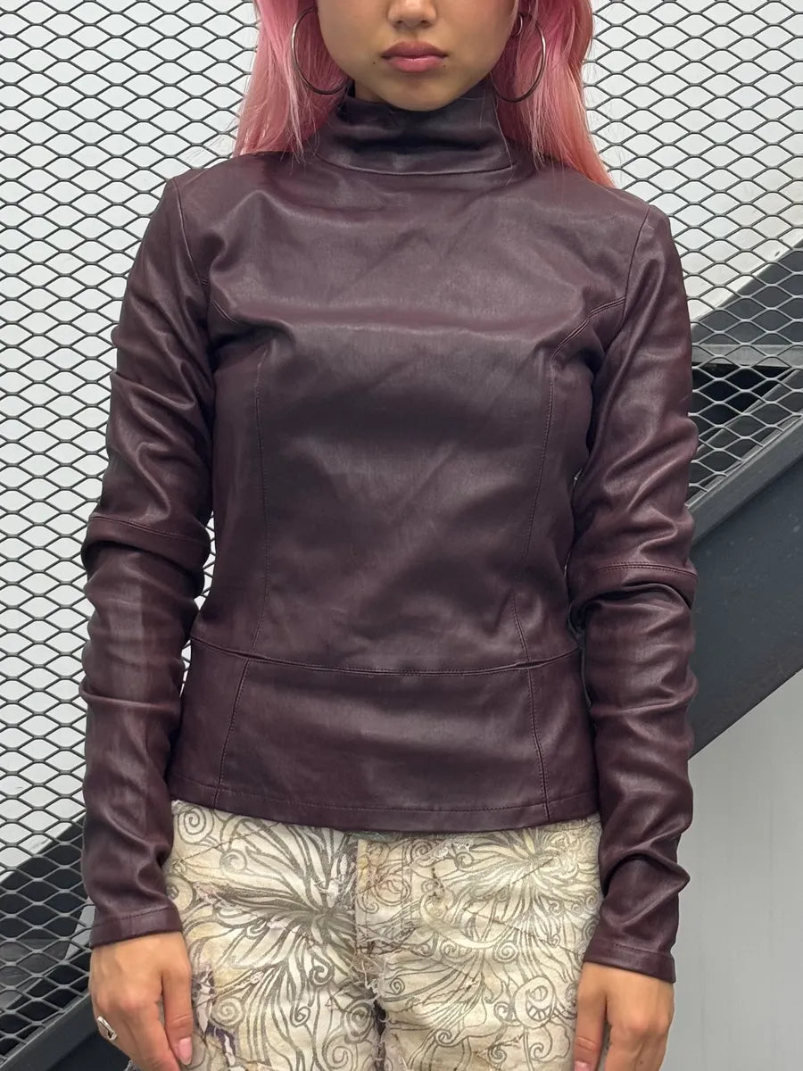 2010s Maison Margiela Signature Burgundy Leather Jacket by John Galliano xMtQUXy 0