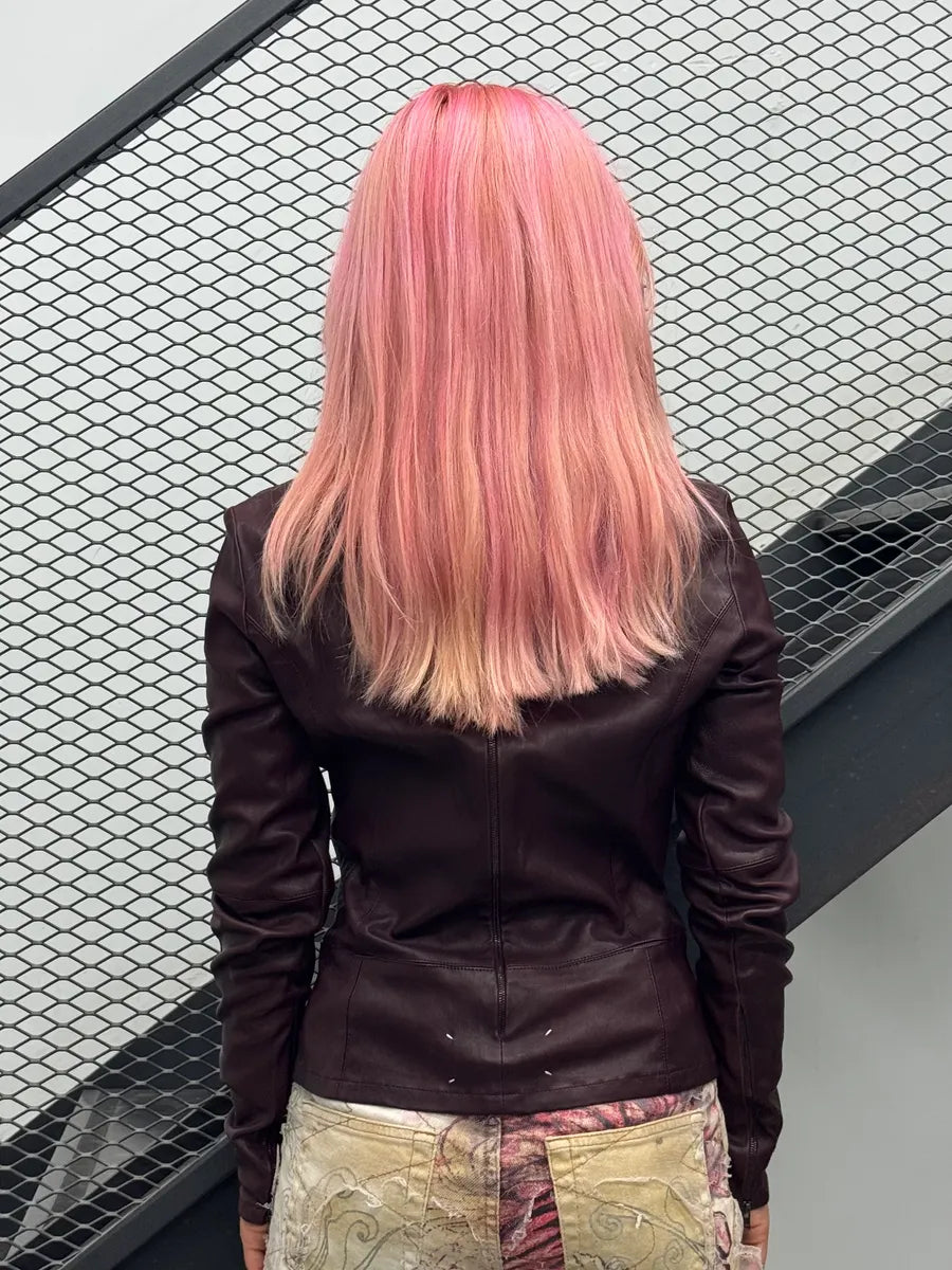2010s Maison Margiela Signature Burgundy Leather Jacket by John Galliano xMtQUXy 1