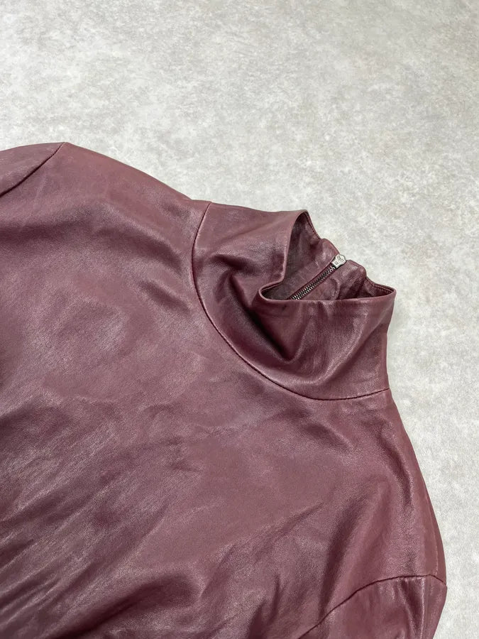 2010s Maison Margiela Signature Burgundy Leather Jacket by John Galliano xMtQUXy 5