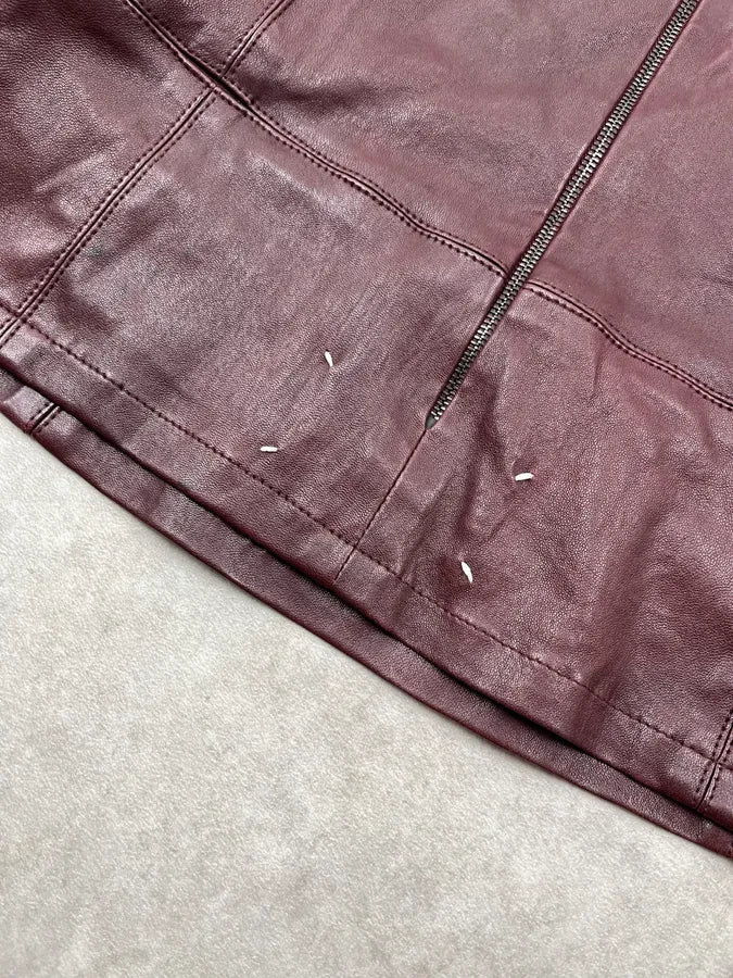 2010s Maison Margiela Signature Burgundy Leather Jacket by John Galliano xMtQUXy 6