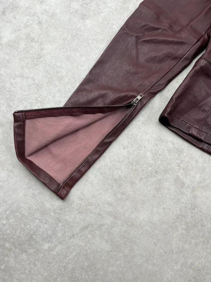 2010s Maison Margiela Signature Burgundy Leather Jacket by John Galliano xMtQUXy 7