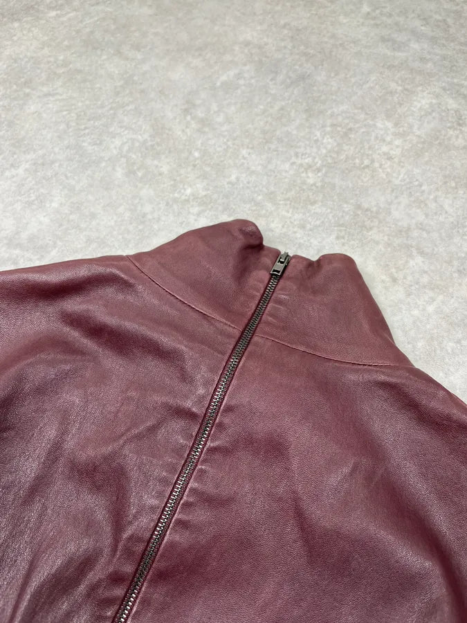 2010s Maison Margiela Signature Burgundy Leather Jacket by John Galliano xMtQUXy 8