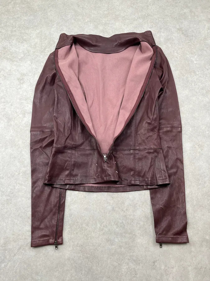 2010s Maison Margiela Signature Burgundy Leather Jacket by John Galliano xMtQUXy 9