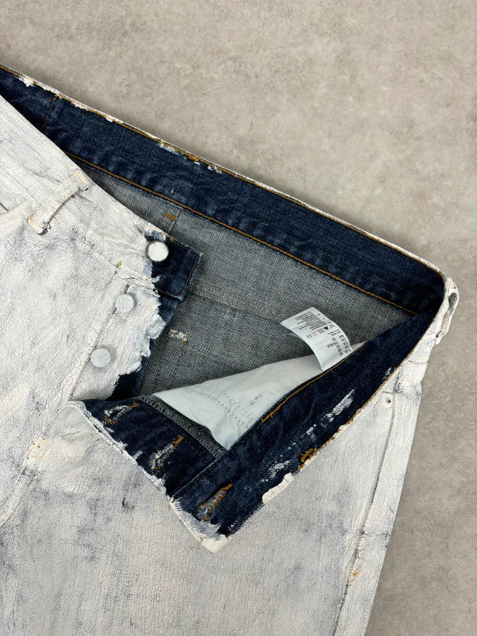 AW2012 Maison Margiela H&M White Painted Denim Jeans NiTkpIM 7