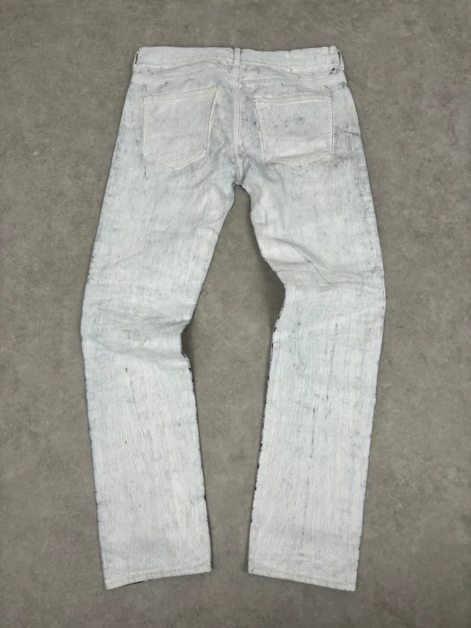 AW2012 Maison Margiela H&M White Painted Denim Jeans NiTkpIM 5