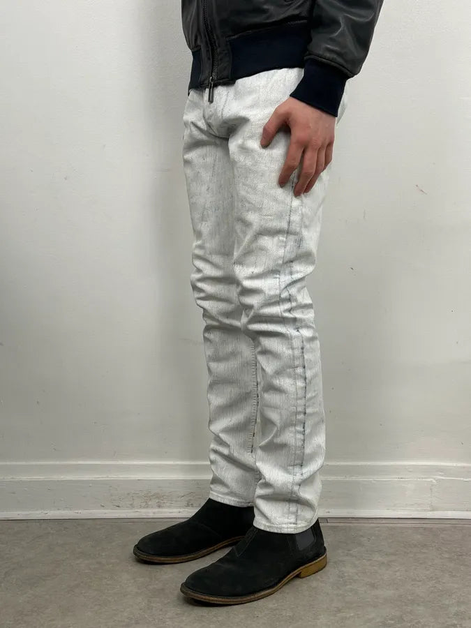 AW2012 Maison Margiela H&M White Painted Denim Jeans NiTkpIM 2