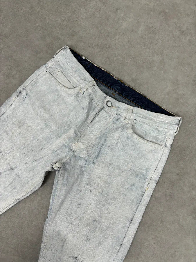 AW2012 Maison Margiela H&M White Painted Denim Jeans NiTkpIM 4