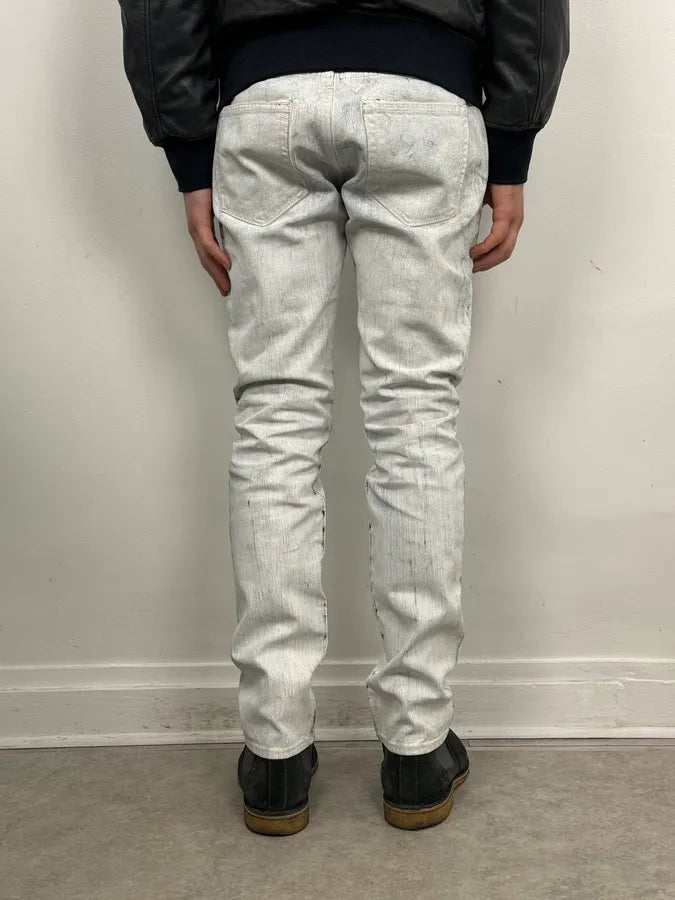 AW2012 Maison Margiela H&M White Painted Denim Jeans NiTkpIM 3