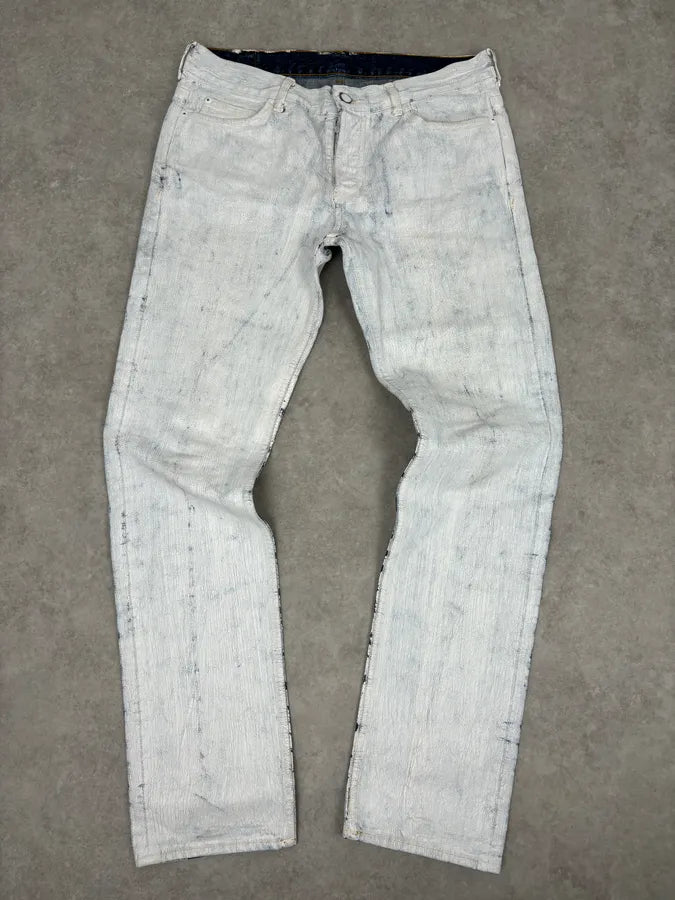 AW2012 Maison Margiela H&M White Painted Denim Jeans NiTkpIM 0