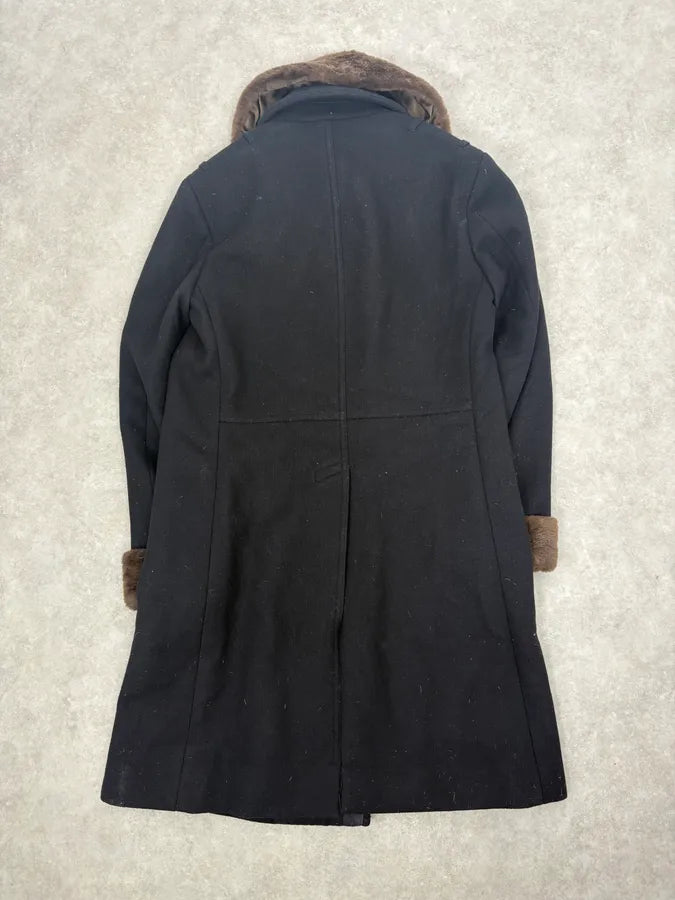2010s Marc Jacobs Black Detachable Fur Wool Long Coat BDzfFMp 5