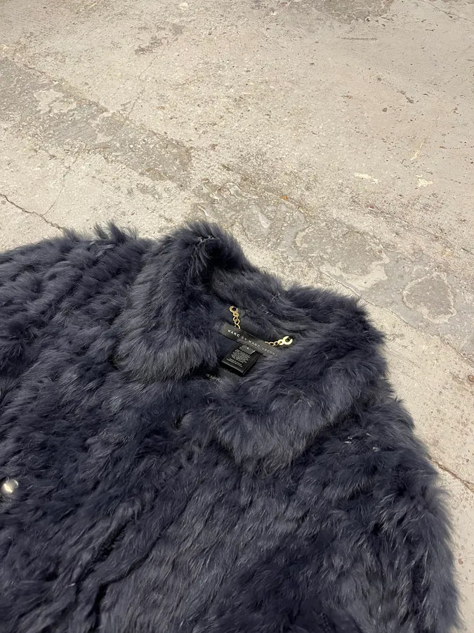 2010s Marc Jacobs Navy Rabbit Fur Officer Jacket rpygVyV 4