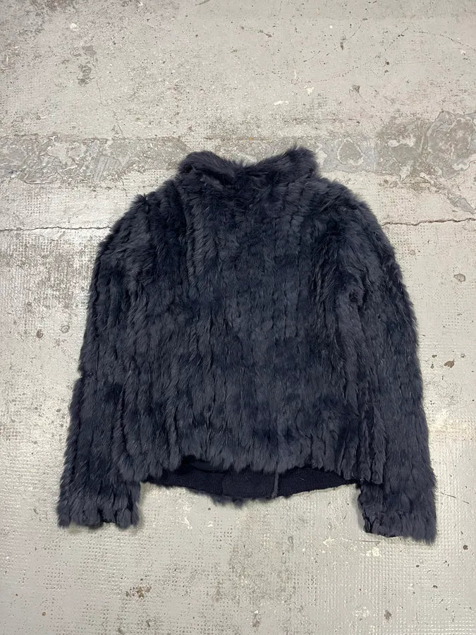 2010s Marc Jacobs Navy Rabbit Fur Officer Jacket rpygVyV 6