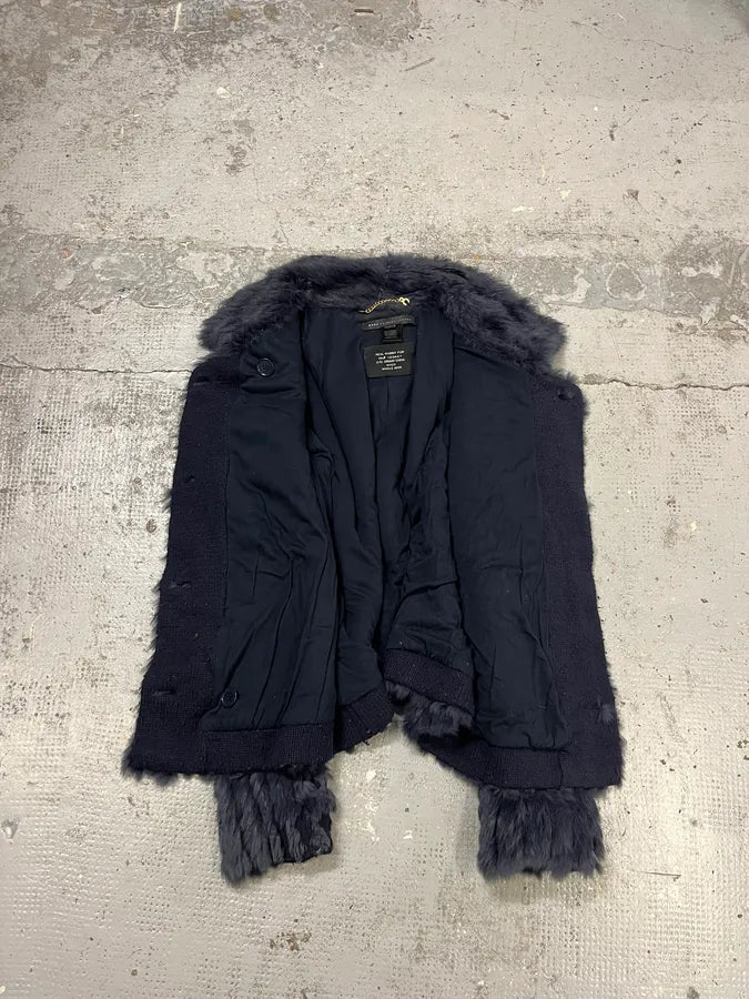 2010s Marc Jacobs Navy Rabbit Fur Officer Jacket rpygVyV 7