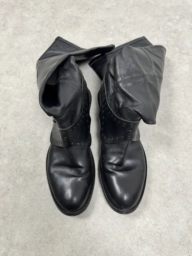 2010s Marithé + François Girbaud Black Rock Western Ankle Leather Boots VeEIJpt 1