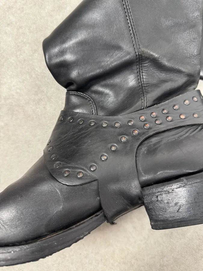 2010s Marithé + François Girbaud Black Rock Western Ankle Leather Boots VeEIJpt 4
