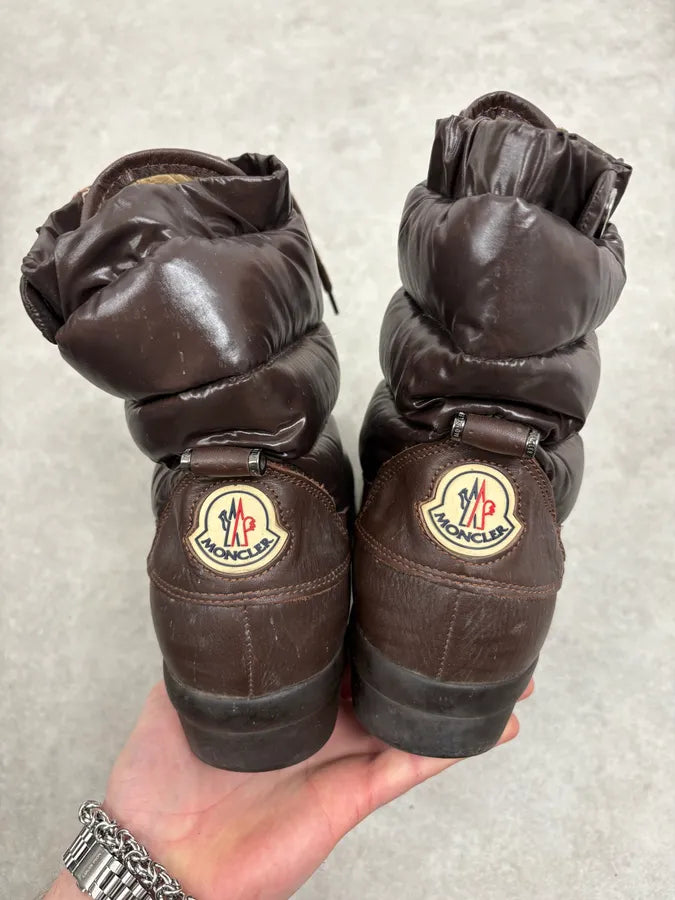 2010s Moncler Brown Puffer & Leather Boots IsLytht 4