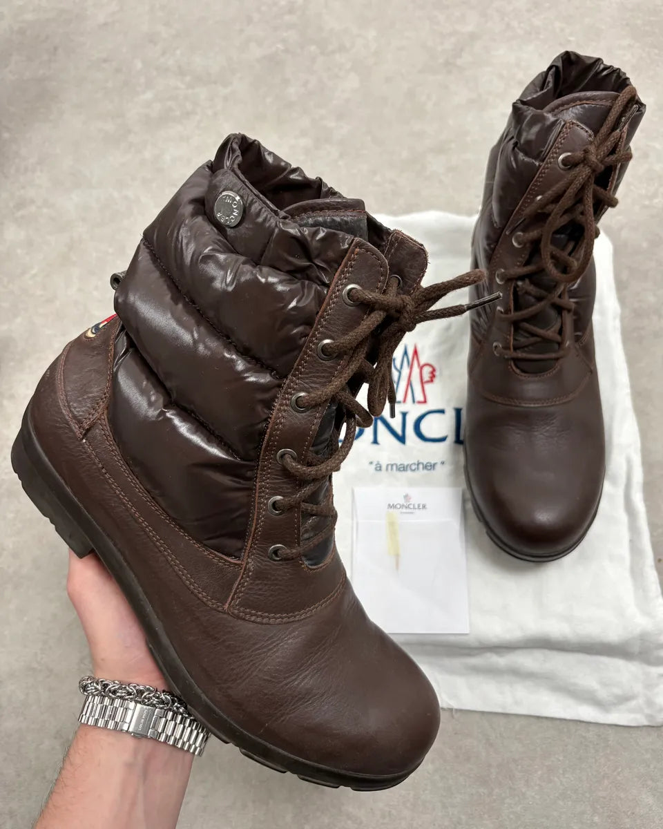 2010s Moncler Brown Puffer & Leather Boots IsLytht 0