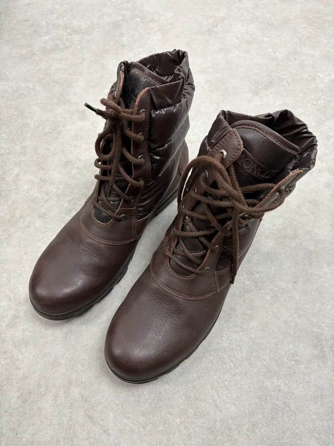 2010s Moncler Brown Puffer & Leather Boots IsLytht 2