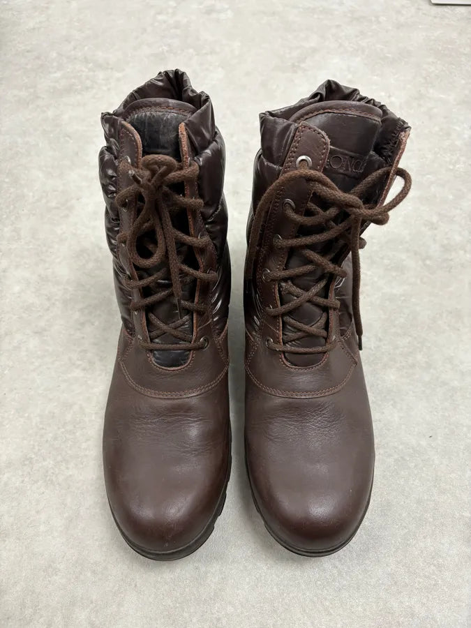 2010s Moncler Brown Puffer & Leather Boots IsLytht 1