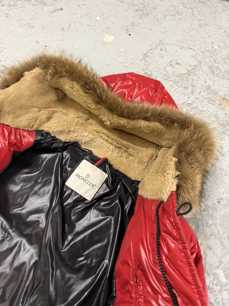 2010s Moncler Red Premium Puffer Fur Hooded Jacket NgWnlLI 11