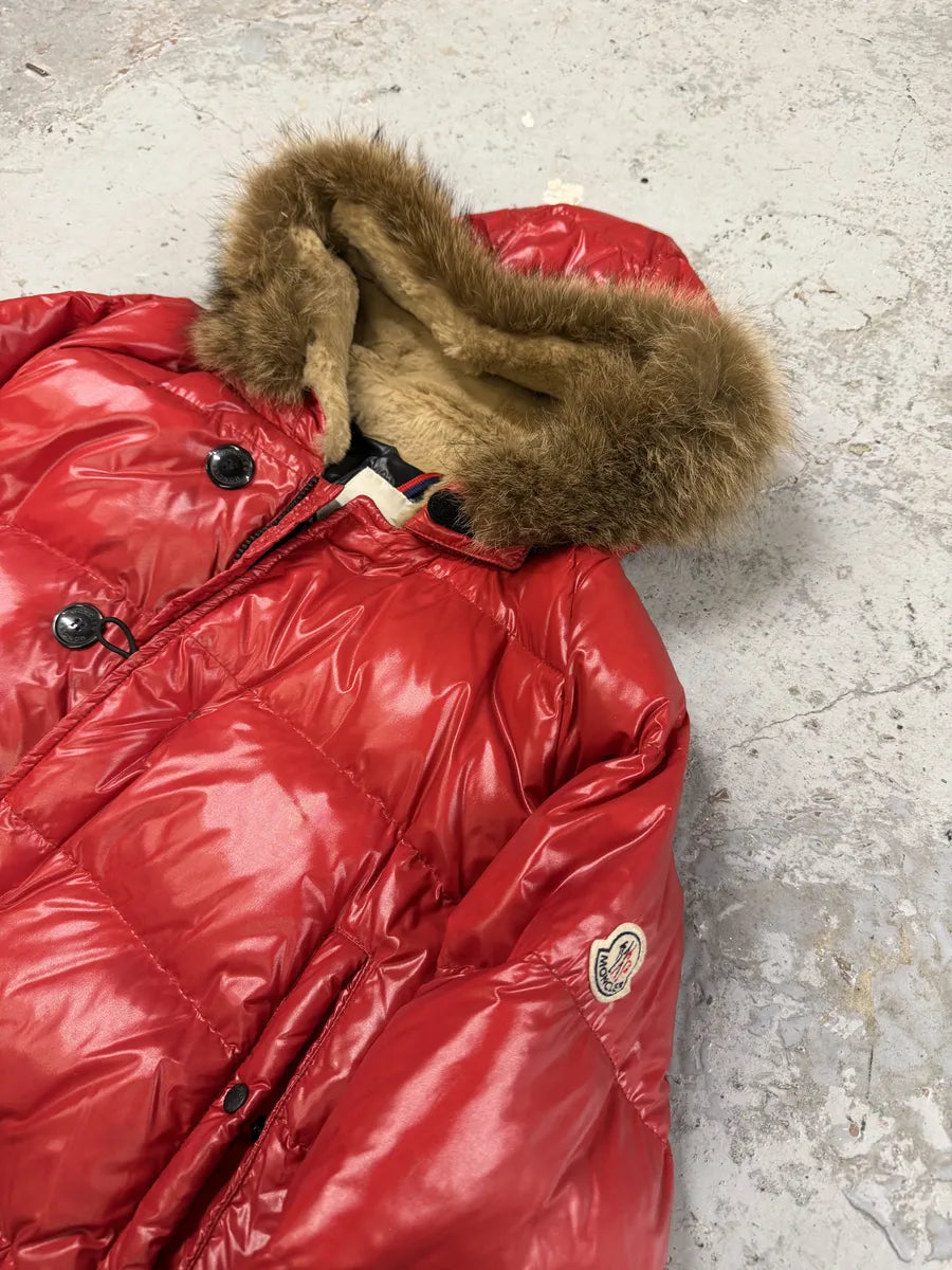 2010s Moncler Red Premium Puffer Fur Hooded Jacket NgWnlLI 12