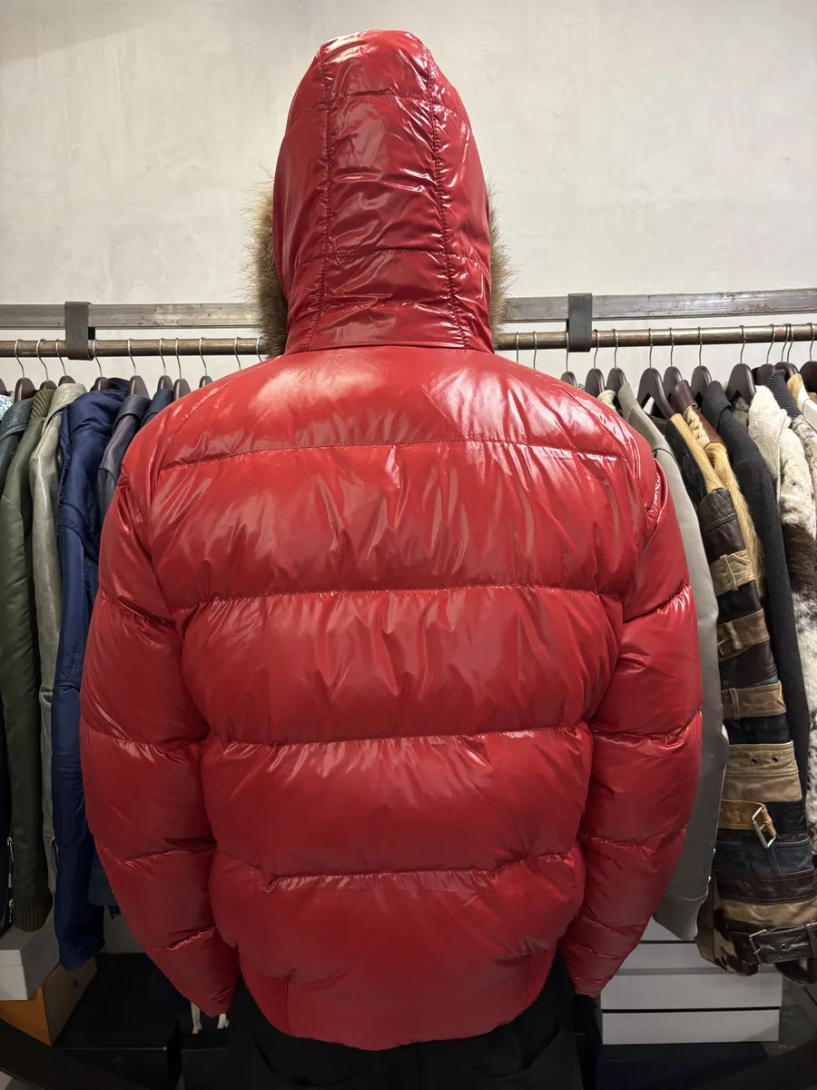 2010s Moncler Red Premium Puffer Fur Hooded Jacket NgWnlLI 3