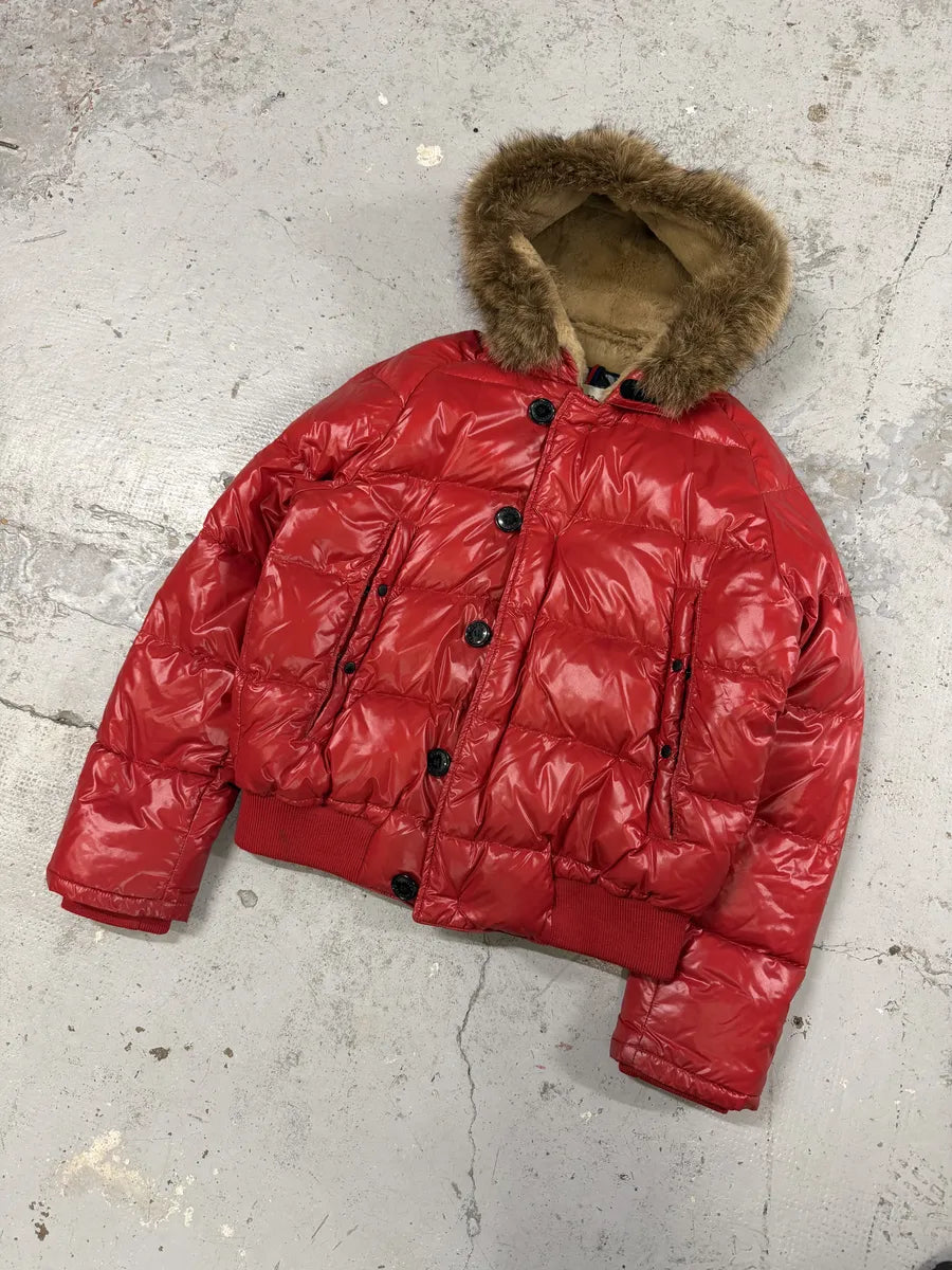 2010s Moncler Red Premium Puffer Fur Hooded Jacket NgWnlLI 6