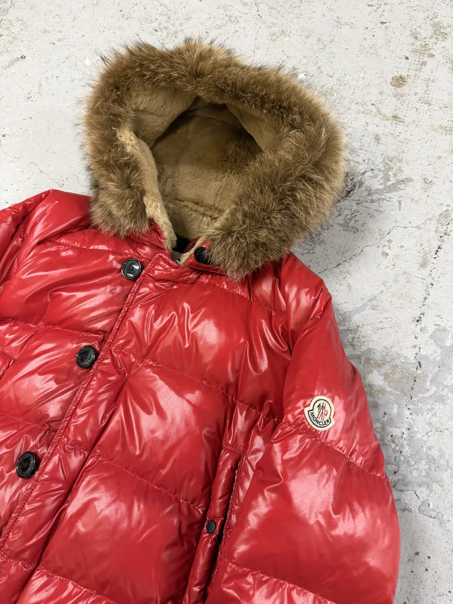 2010s Moncler Red Premium Puffer Fur Hooded Jacket NgWnlLI 7