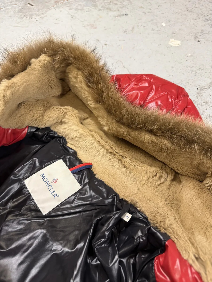 2010s Moncler Red Premium Puffer Fur Hooded Jacket NgWnlLI 8