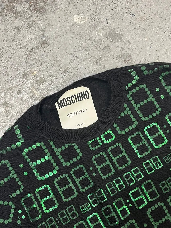 FW2017 Moschino Black & Green Alarm Number Sweater fjdAqvF 5