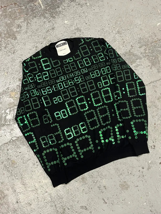 FW2017 Moschino Black & Green Alarm Number Sweater fjdAqvF 4