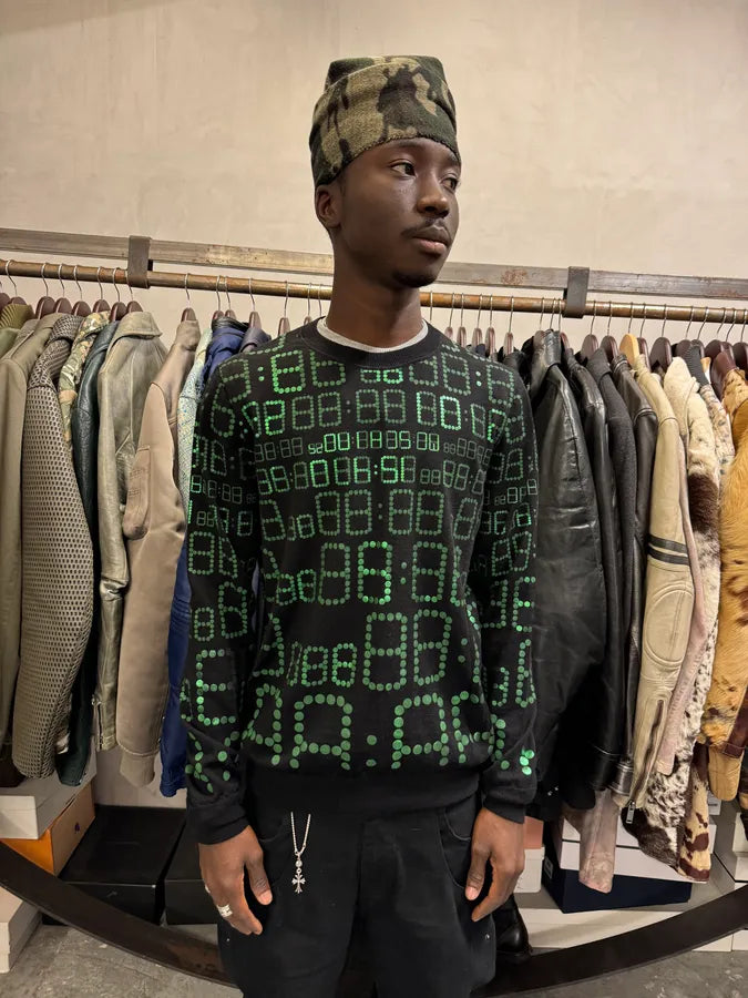 FW2017 Moschino Black & Green Alarm Number Sweater fjdAqvF 1