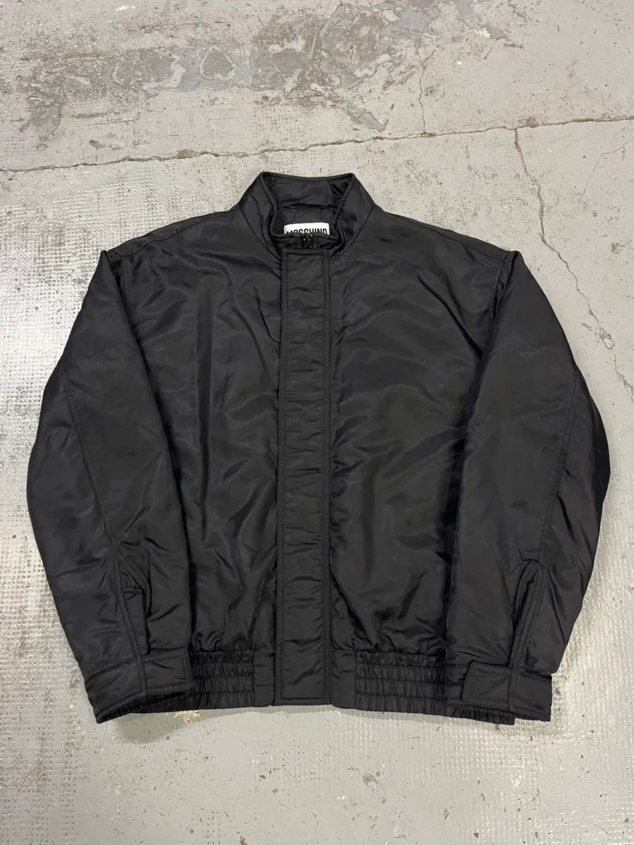 2010s Moschino Black Nylon Ribbed Cuff Bomber Jacket TkUukZO 0