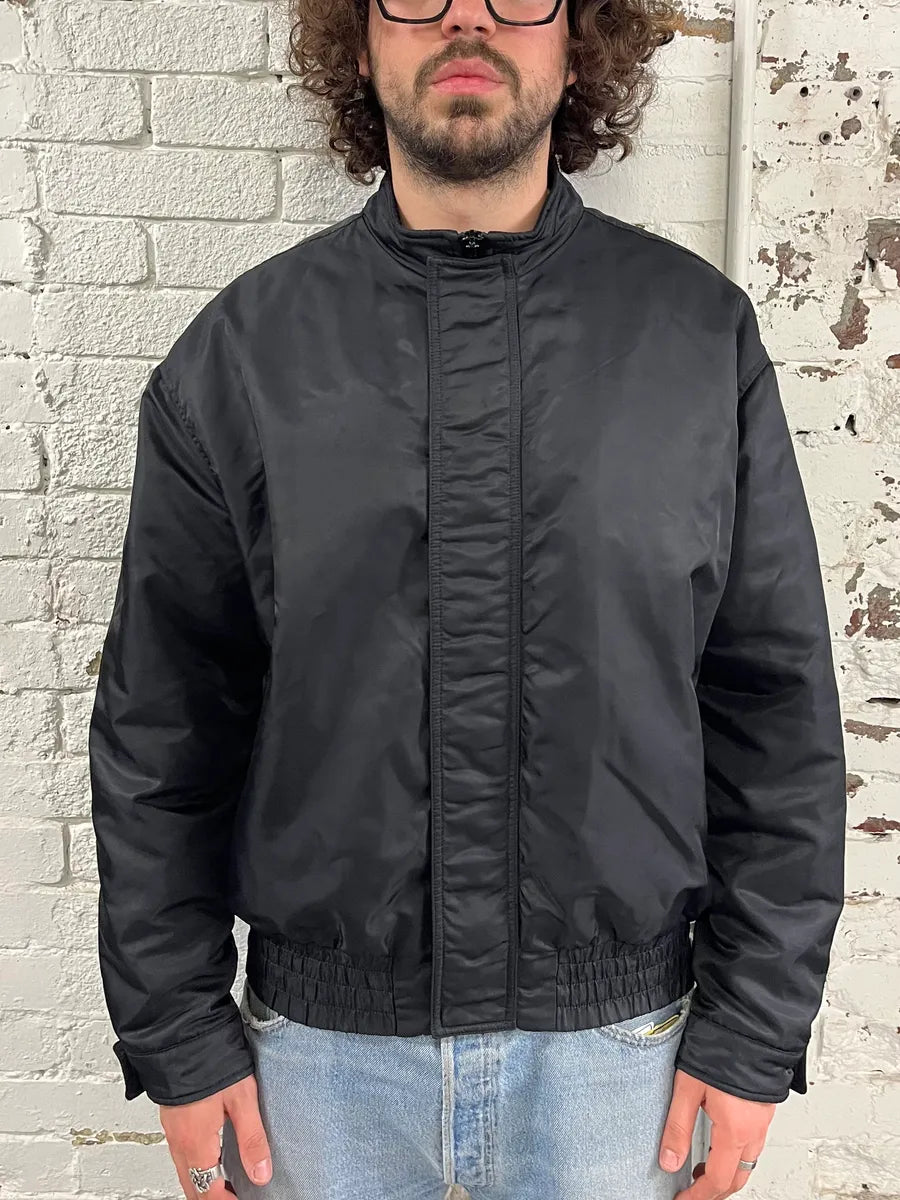 2010s Moschino Black Nylon Ribbed Cuff Bomber Jacket TkUukZO 1