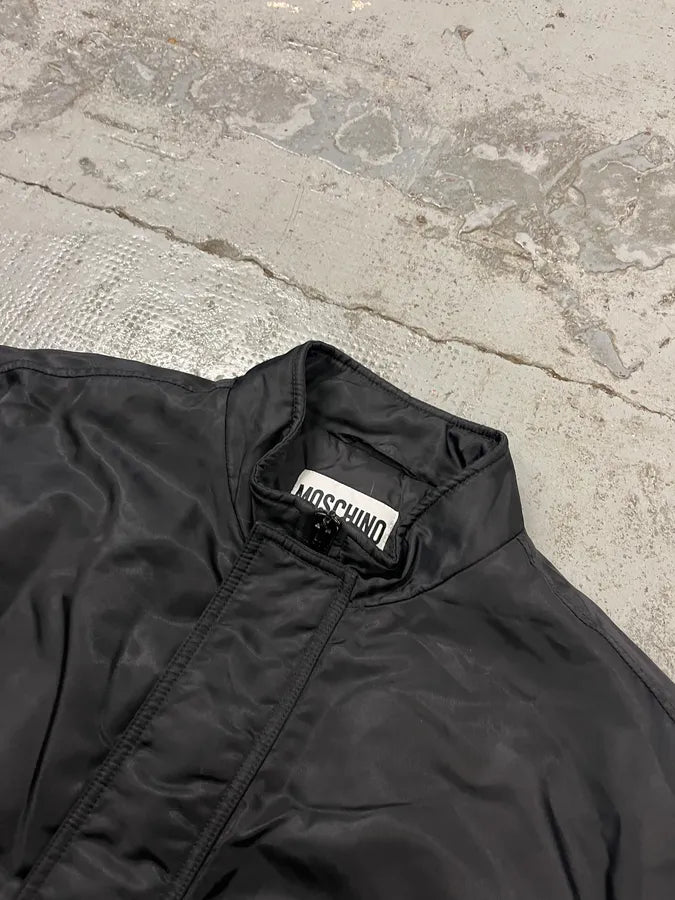 2010s Moschino Black Nylon Ribbed Cuff Bomber Jacket TkUukZO 4