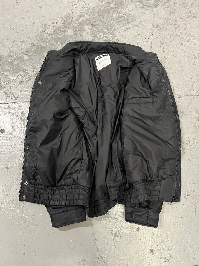 2010s Moschino Black Nylon Ribbed Cuff Bomber Jacket TkUukZO 7