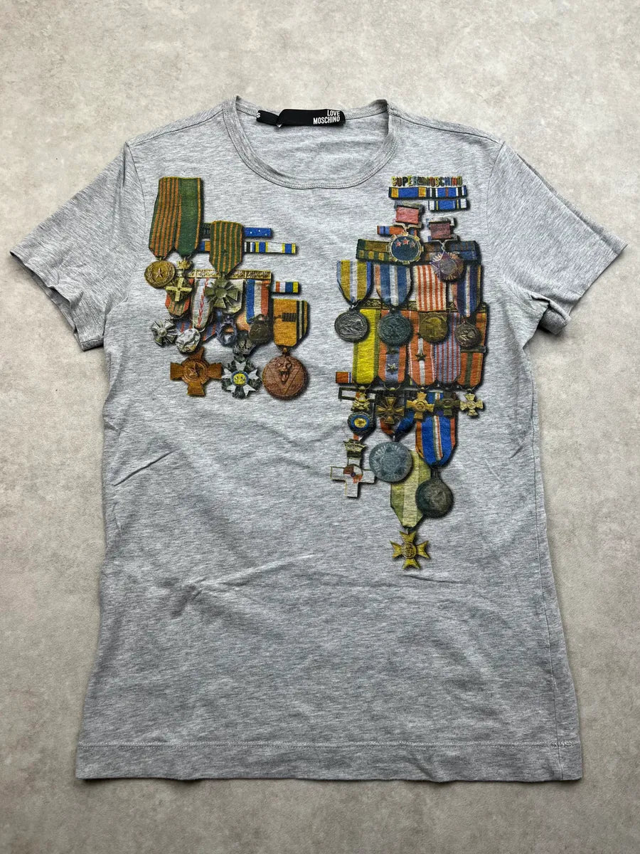 2010s Moschino Military Medal Grey T-Shirt tlHcoVr 0