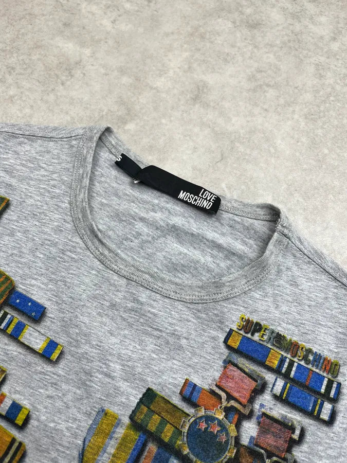 2010s Moschino Military Medal Grey T-Shirt tlHcoVr 3