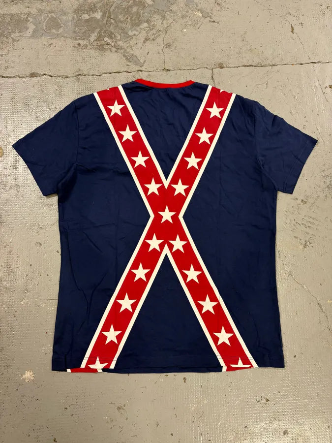 2010s Moschino Navy Cross Stars Flag T-Shirt fkFWRhn 5