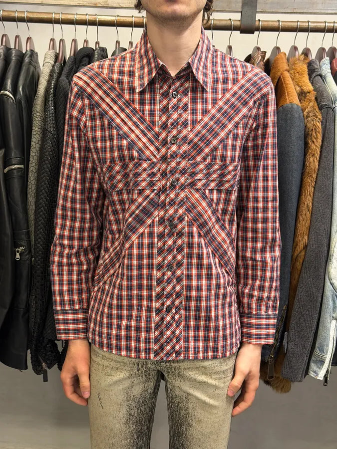 2010s Moschino Overcross Tartan Red Shirt eugaVVL 1