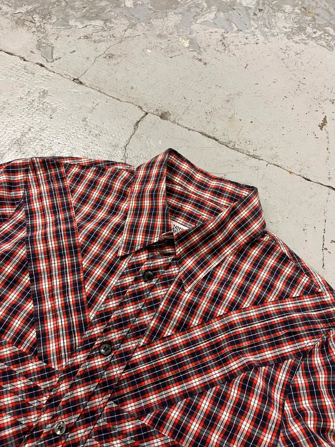 2010s Moschino Overcross Tartan Red Shirt eugaVVL 3