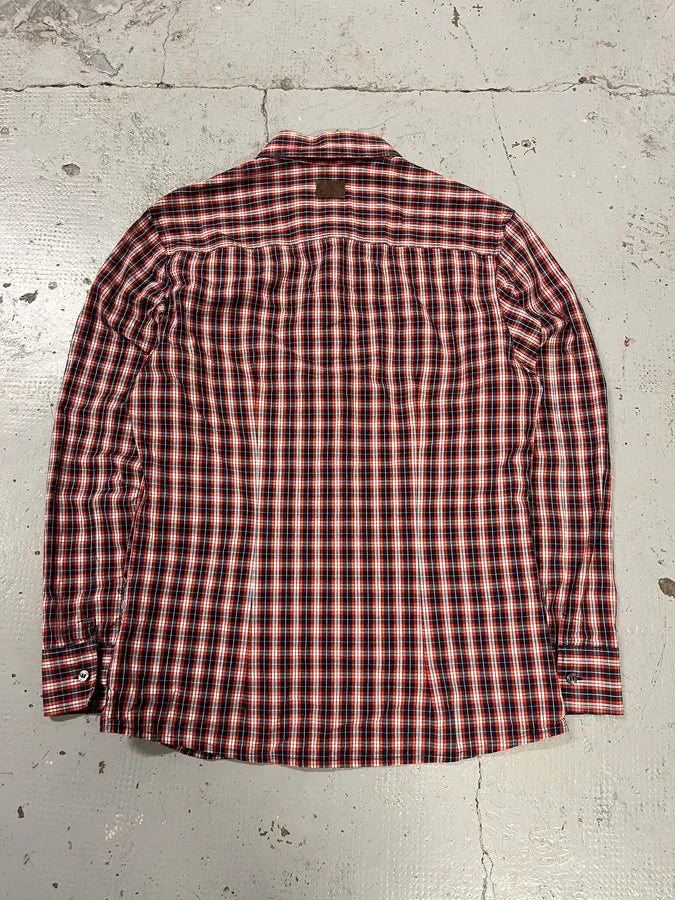 2010s Moschino Overcross Tartan Red Shirt eugaVVL 5