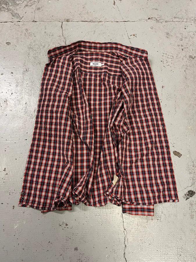 2010s Moschino Overcross Tartan Red Shirt eugaVVL 6