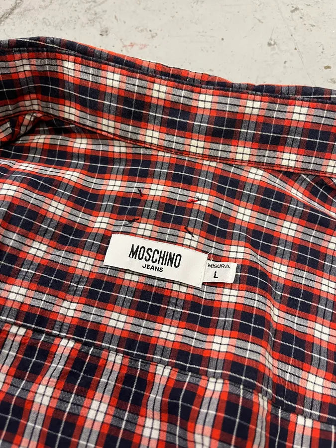 2010s Moschino Overcross Tartan Red Shirt eugaVVL 7