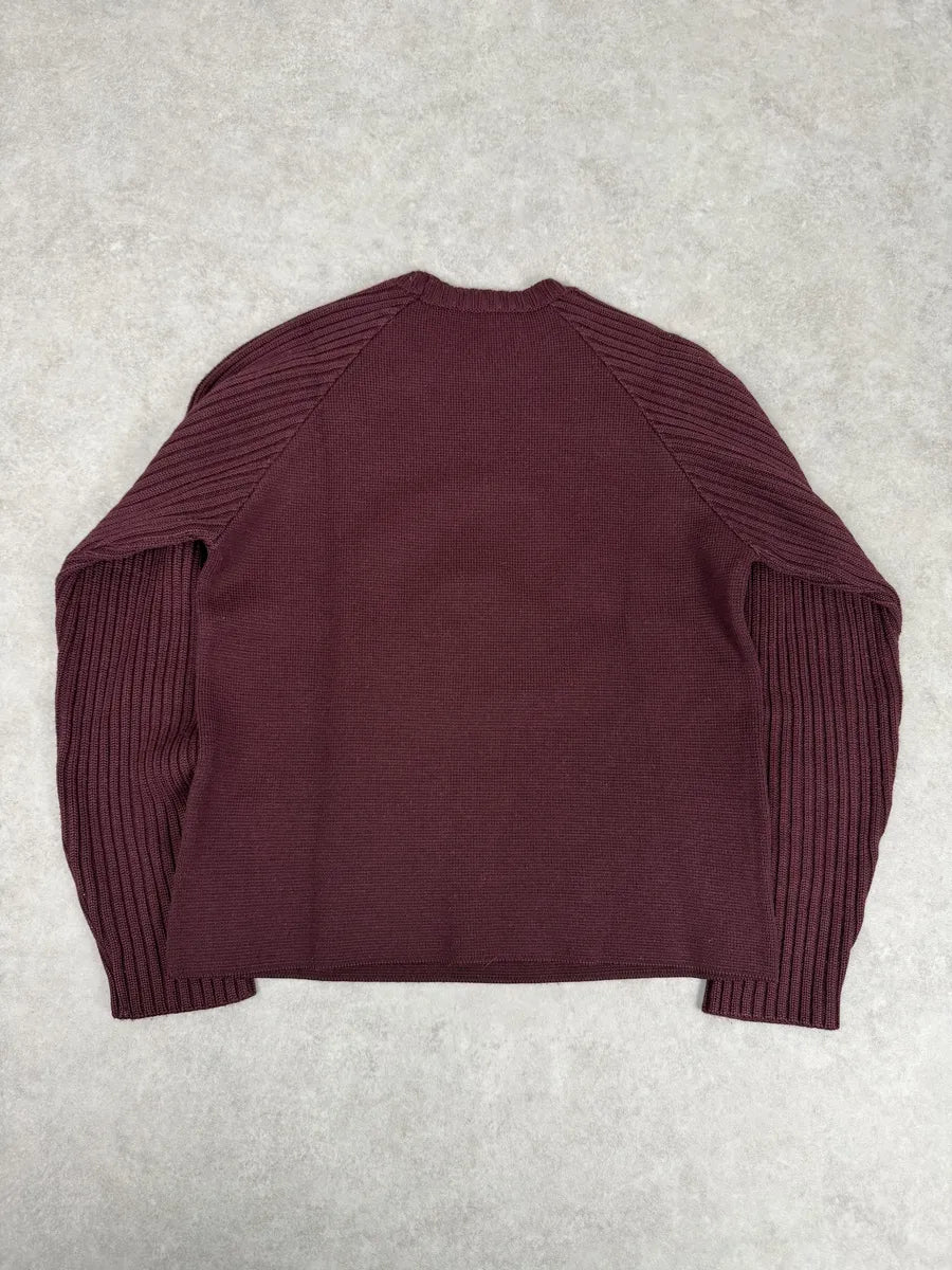 2010s Moschino Red Peace Signe Denim Sweater sfMELsA 2