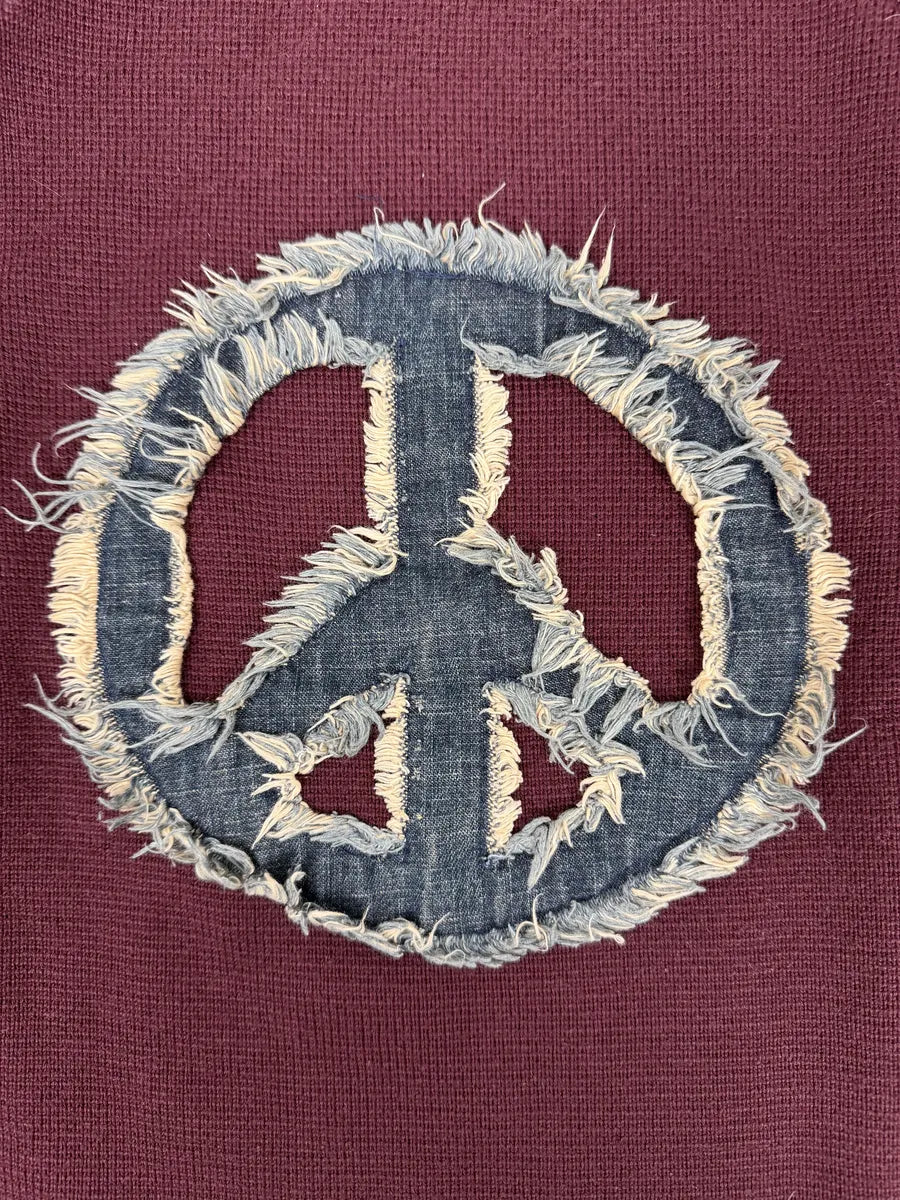 2010s Moschino Red Peace Signe Denim Sweater sfMELsA 7