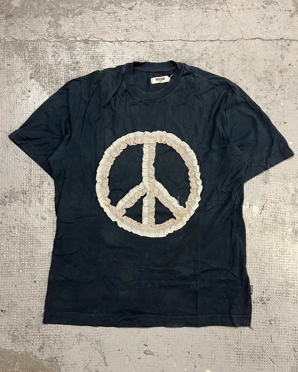 2010s Moschino Relaxed Peace and Love Black T-Shirt fgQkMry 0